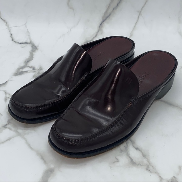 COLE HAAN wine brown leather mules slip on loafers - Picture 2 of 5